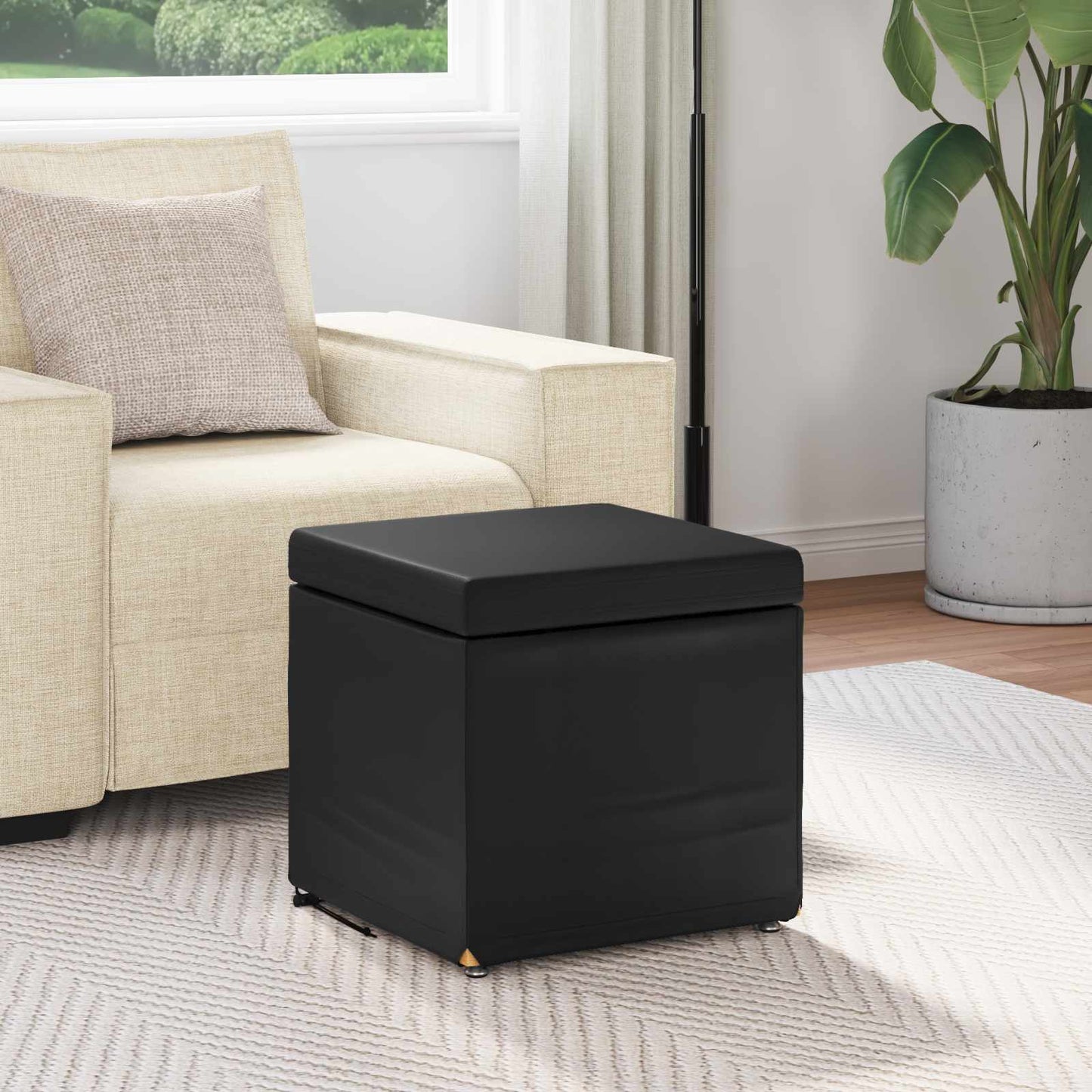 vidaXL Σκαμνί Μαύρο 41 x 41 x 40 εκ Ψεύτικο Δέρμα και Μηχανικά Ξύλα