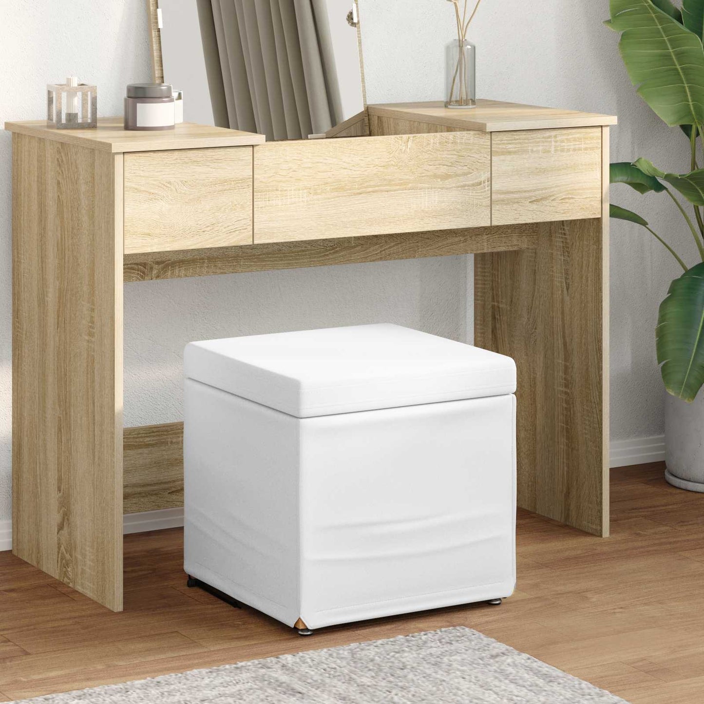 vidaXL Σκαμνί Λευκό 41 x 41 x 40 εκ Ψεύτικο Δέρμα και Μηχανικά Ξύλα