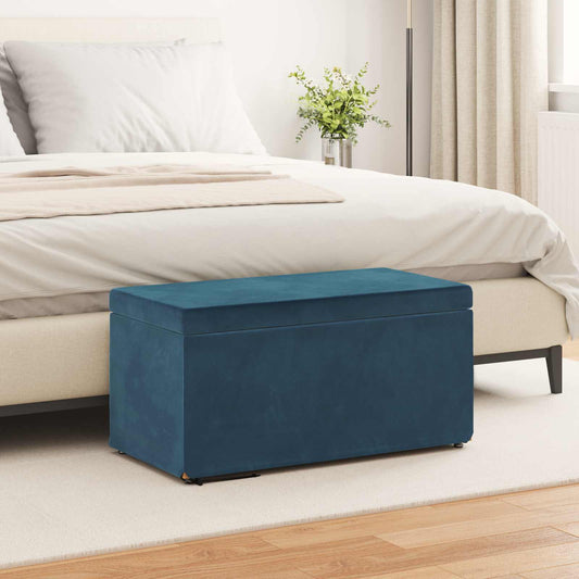 vidaXL Σκαμνί Μπλε 81 x 41 x 40 cm Βελούδο και Μηχανικά Ξύλα