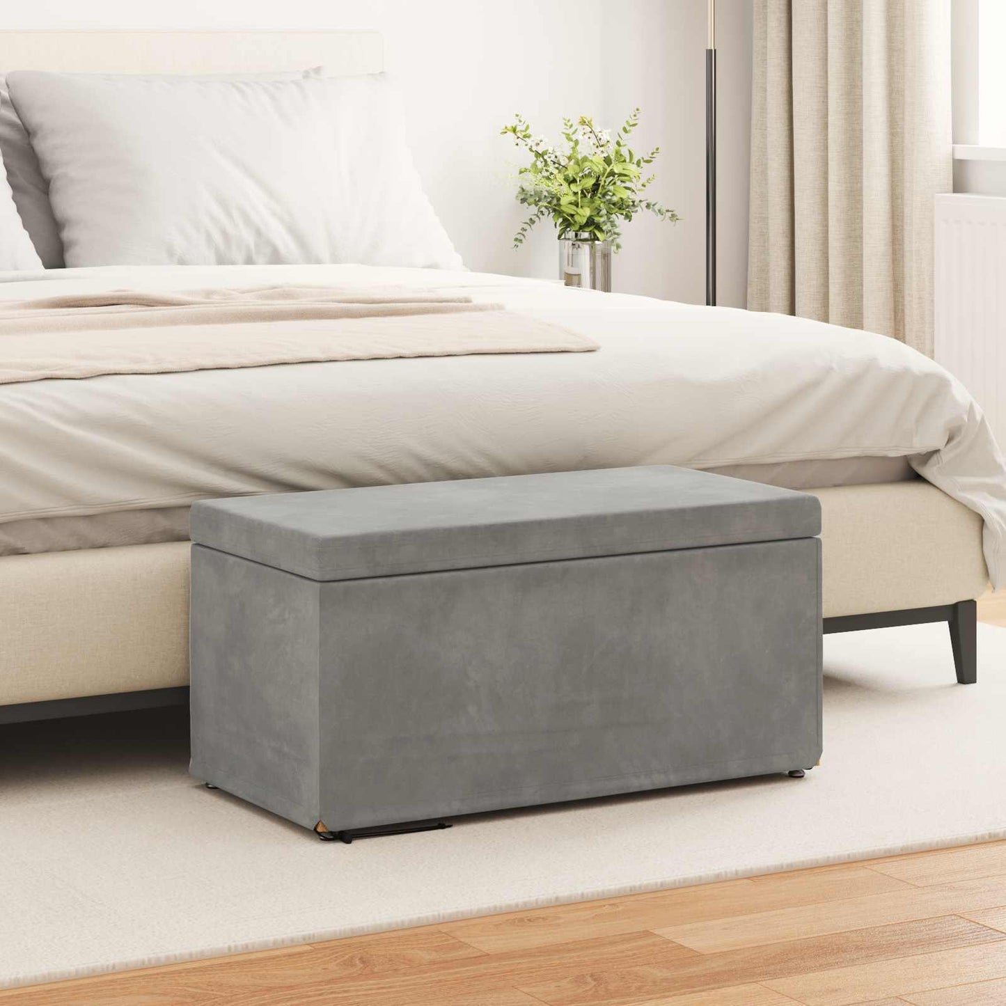 vidaXL Σκαμνί Ανοιχτό γκρι 81 x 41 x 40 cm Βελούδο και Μηχανικά Ξύλα