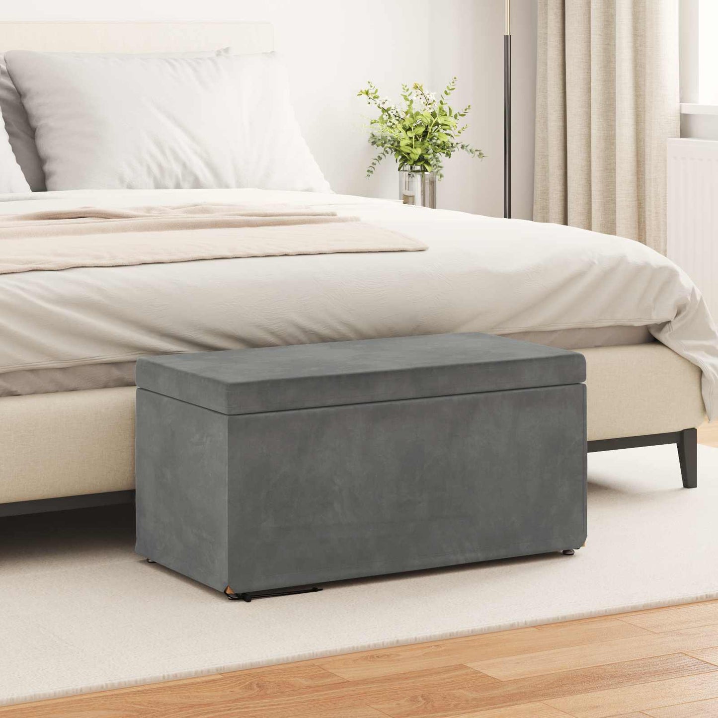 vidaXL Σκαμνί Σκούρο Γκρι 81 x 41 x 40 cm Βελούδο και Μηχανικά Ξύλα