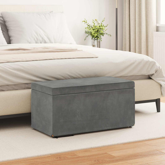 vidaXL Σκαμνί Σκούρο Γκρι 81 x 41 x 40 cm Βελούδο και Μηχανικά Ξύλα