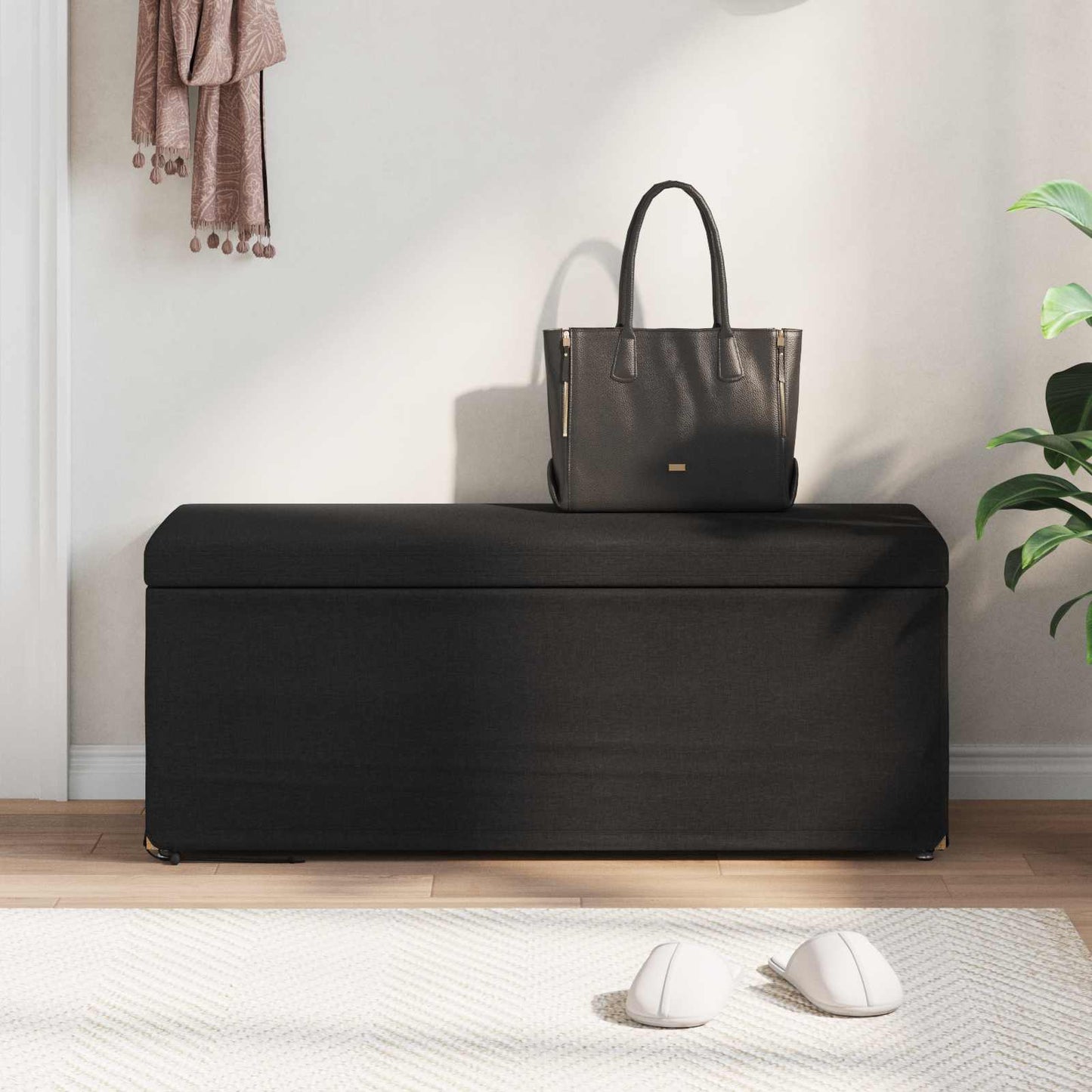 vidaXL Σκαμνί Μαύρο 101 x 41 x 40 εκ Ύφασμα και Επεξεργασμένο Ξύλο