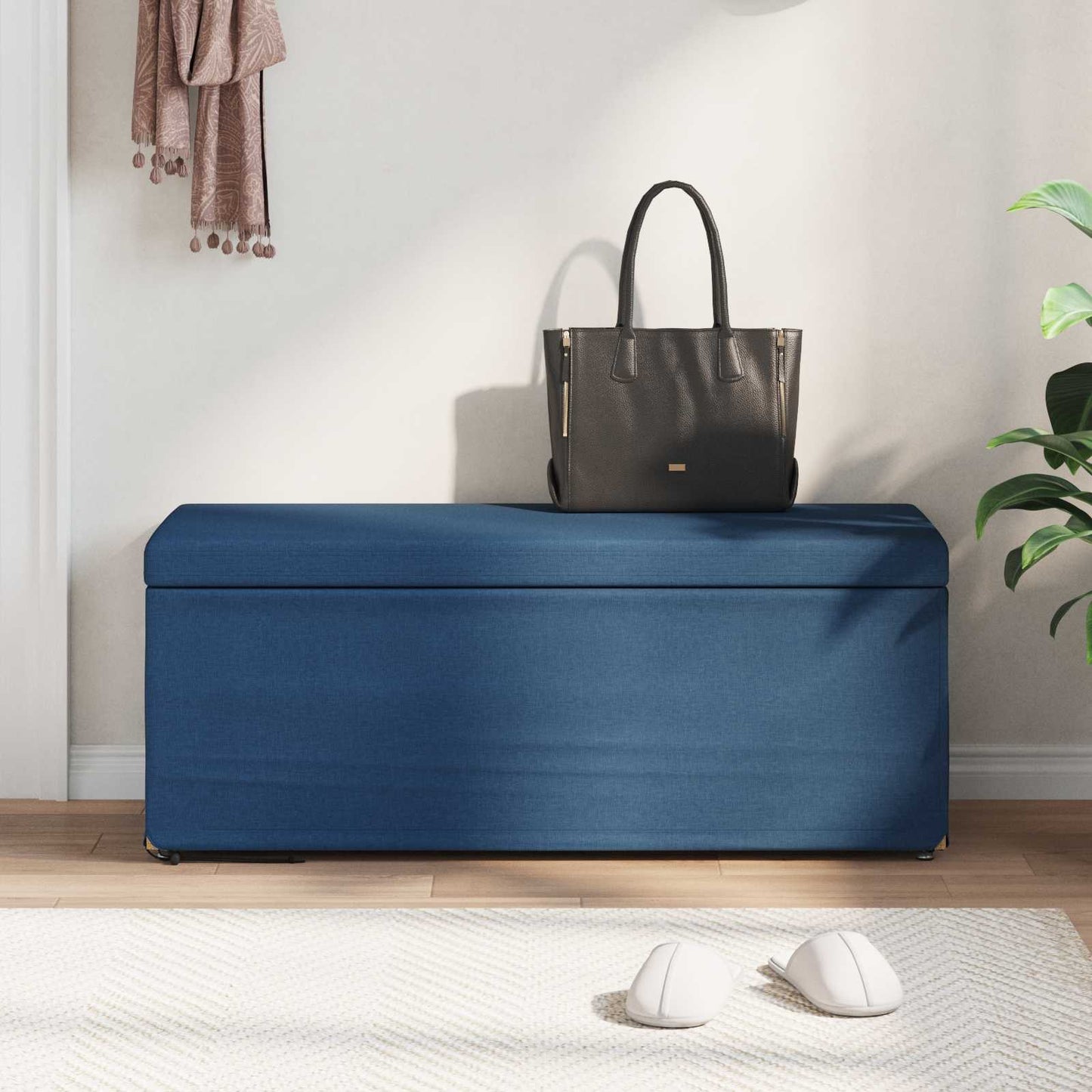 vidaXL Σκαμνί Μπλε 101 x 41 x 40 εκ Ύφασμα και Επεξεργασμένο Ξύλο