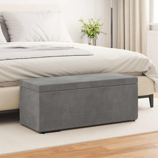vidaXL Σκαμνί Σκούρο Γκρι 101 x 41 x 40 εκ Βελούδο και Μηχανικά Ξύλα
