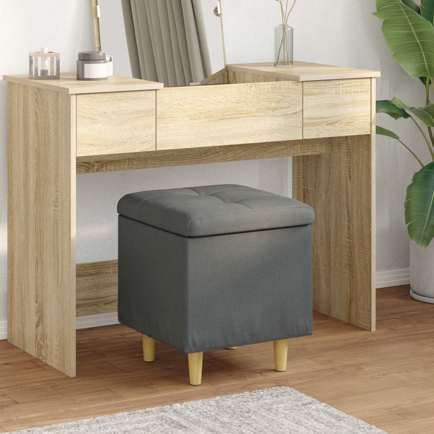 vidaXL Οθωμανικό αποθήκευσης Σκούρο Γκρι 40 x 40 x 45 cm ύφασμα