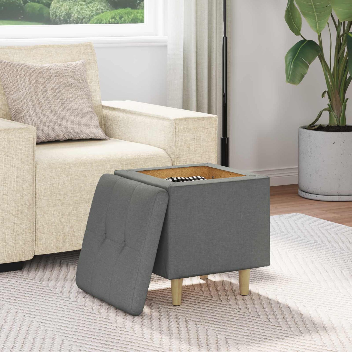vidaXL Οθωμανικό αποθήκευσης Σκούρο Γκρι 40 x 40 x 45 cm ύφασμα