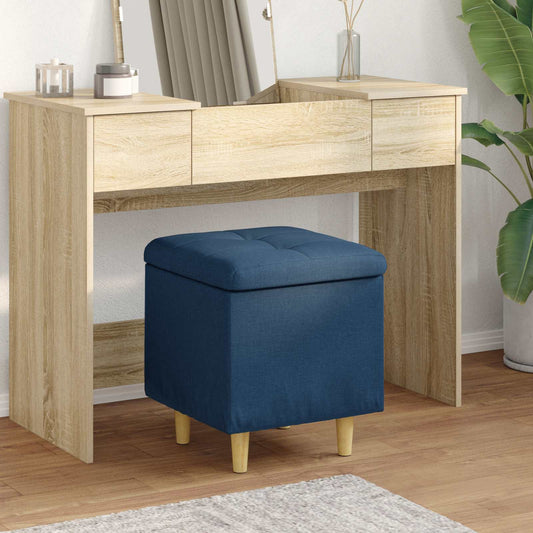 vidaXL Οθωμανικό αποθήκευσης με μαξιλάρι Μπλε 40 x 40 x 45 cm ύφασμα