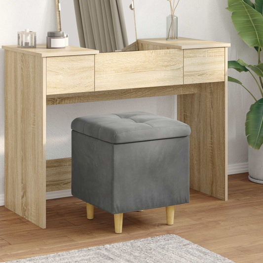 vidaXL Οθωμανικό αποθήκευσης Σκούρο Γκρι 40 x 40 x 45 cm Βελούδο