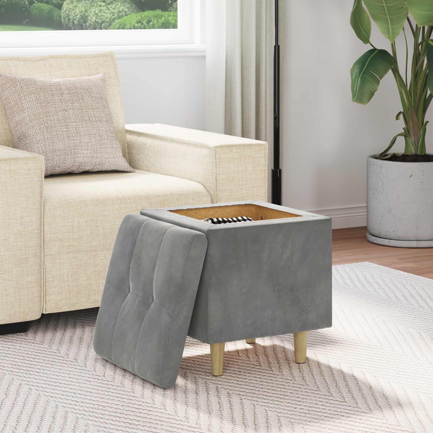 vidaXL Οθωμανικό αποθήκευσης Σκούρο Γκρι 40 x 40 x 45 cm Βελούδο
