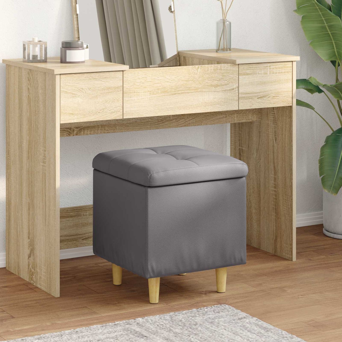 vidaXL Οθωμανικό αποθήκευσης Γκρι 40 x 40 x 45 cm Τεχνητό δέρμα