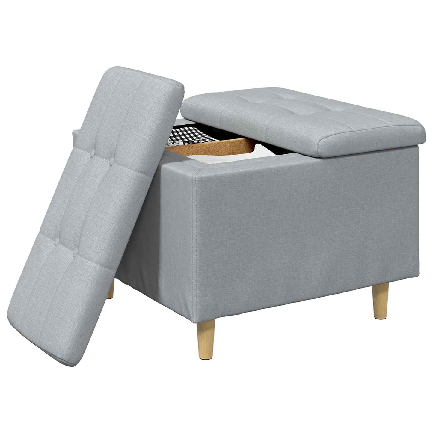 vidaXL Οθωμανικό αποθήκευσης Ανοιχτό γκρι 60 x 60 x 45 cm ύφασμα