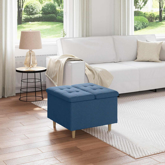 vidaXL Οθωμανικό αποθήκευσης με μαξιλάρι Μπλε 60 x 60 x 45 cm ύφασμα