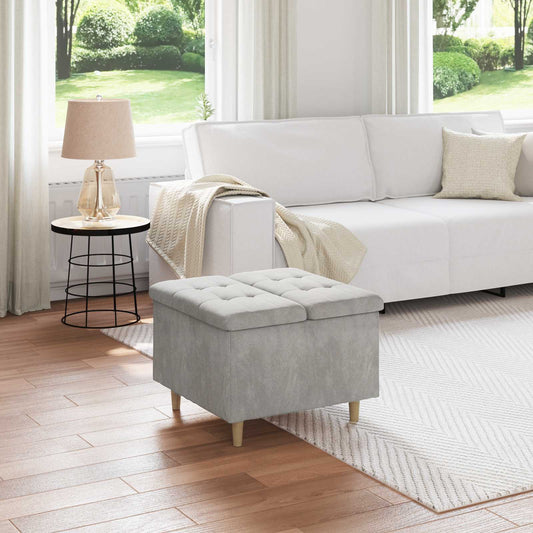vidaXL Οθωμανικό αποθήκευσης Ανοιχτό γκρι 60 x 60 x 45 cm Βελούδο