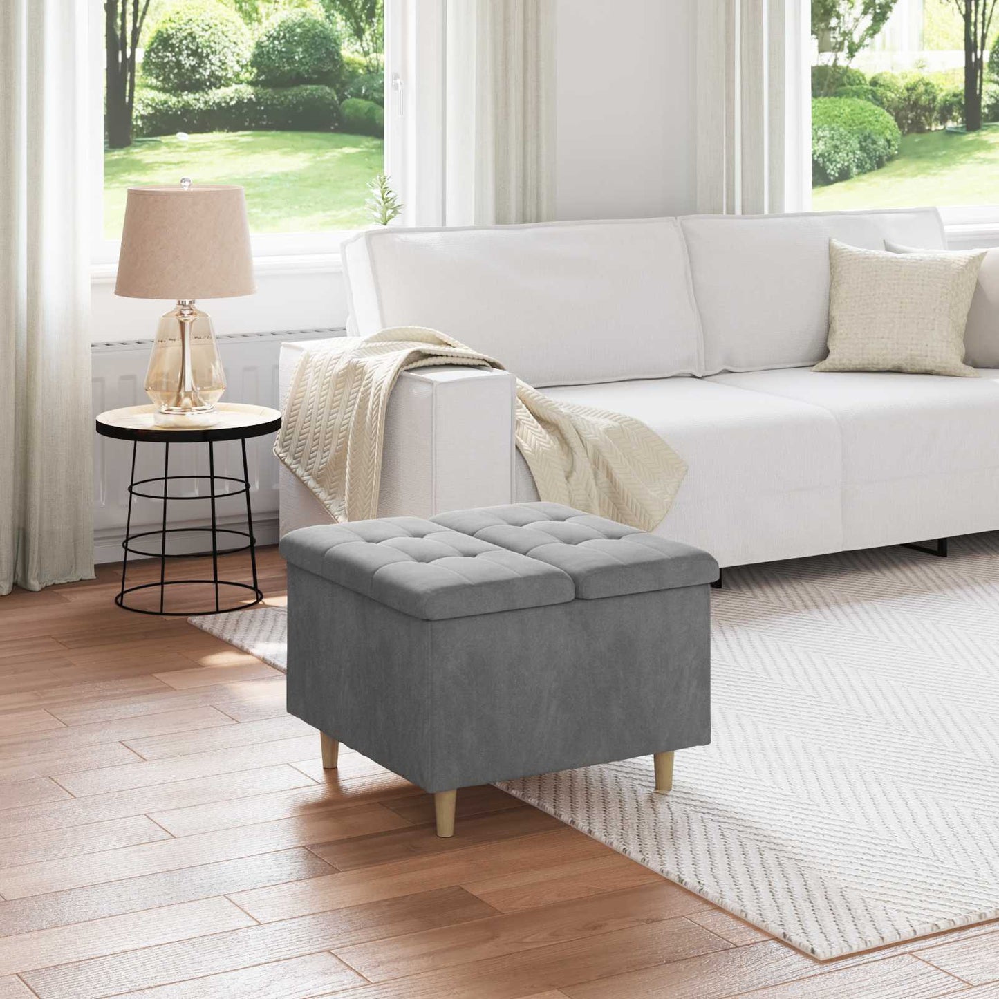 vidaXL Οθωμανικό αποθήκευσης Σκούρο Γκρι 60 x 60 x 45 cm Βελούδο
