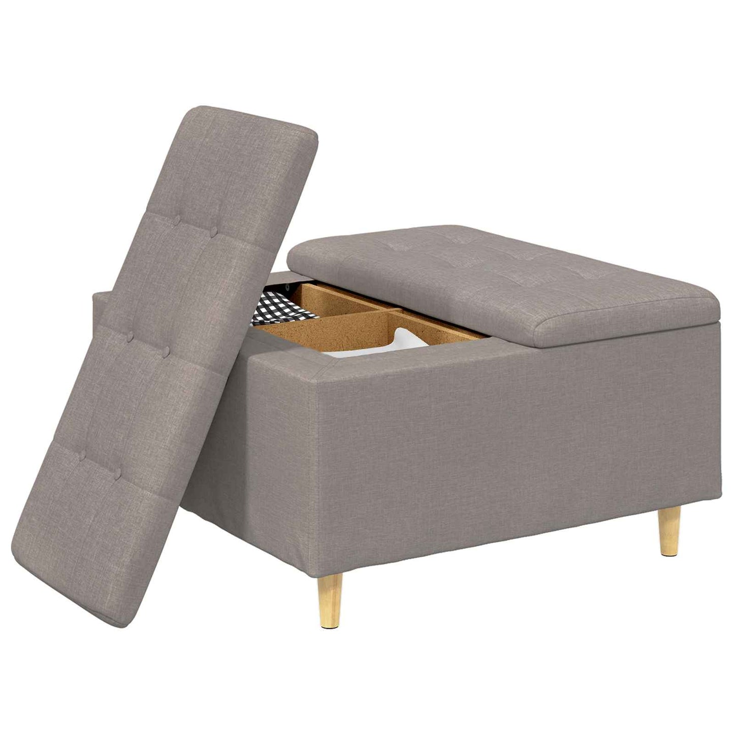 vidaXL Οθωμανικό αποθήκευσης με μαξιλάρι Taupe 80 x 80 x 45 cm ύφασμα