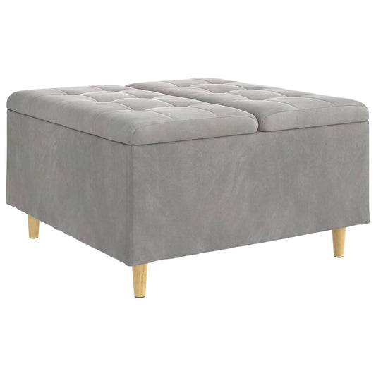 vidaXL Οθωμανικό αποθήκευσης Ανοιχτό γκρι 80 x 80 x 45 cm Βελούδο
