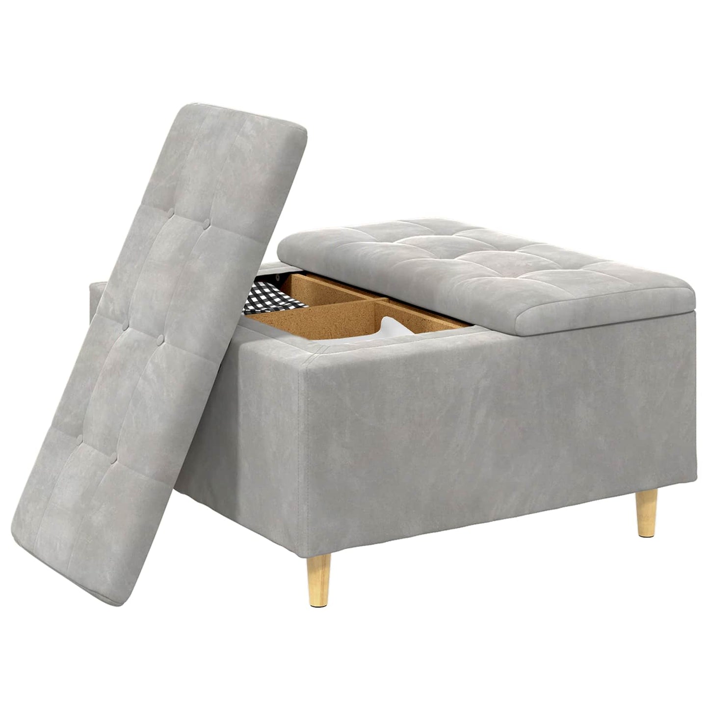 vidaXL Οθωμανικό αποθήκευσης Ανοιχτό γκρι 80 x 80 x 45 cm Βελούδο