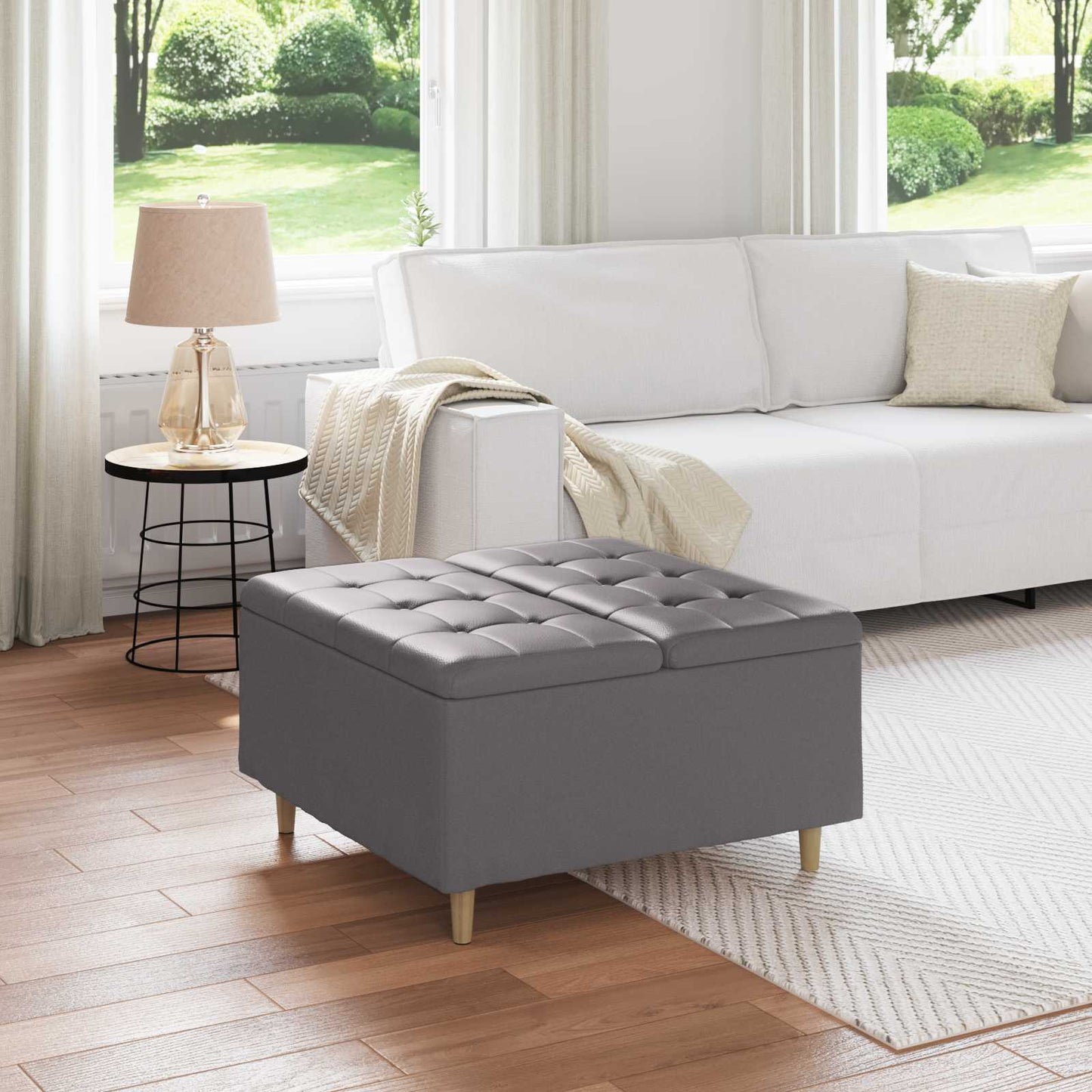 vidaXL Οθωμανικό αποθήκευσης Γκρι 80 x 80 x 45 cm Τεχνητό δέρμα