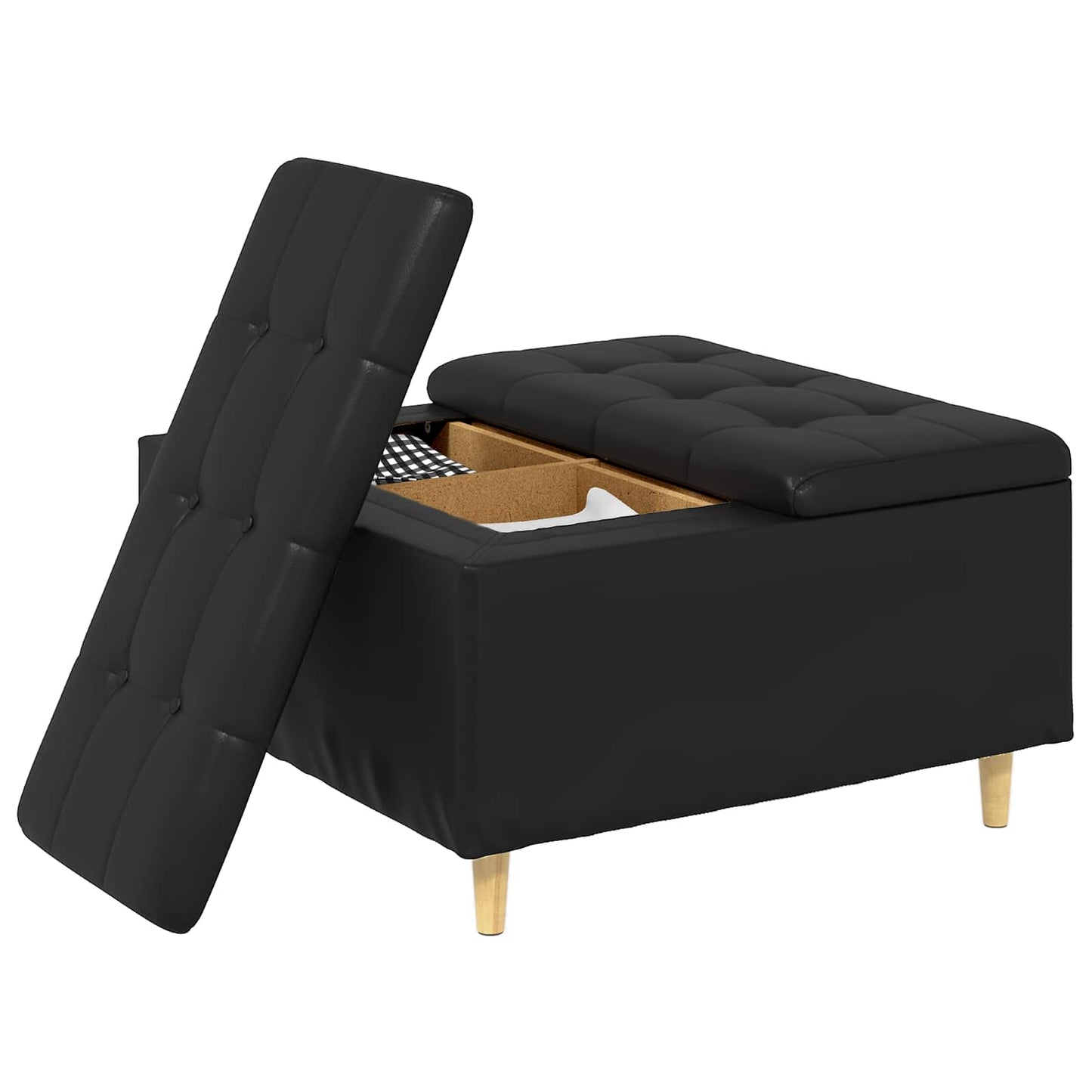 vidaXL Οθωμανικό αποθήκευσης Μαύρο 80 x 80 x 45 cm Τεχνητό δέρμα
