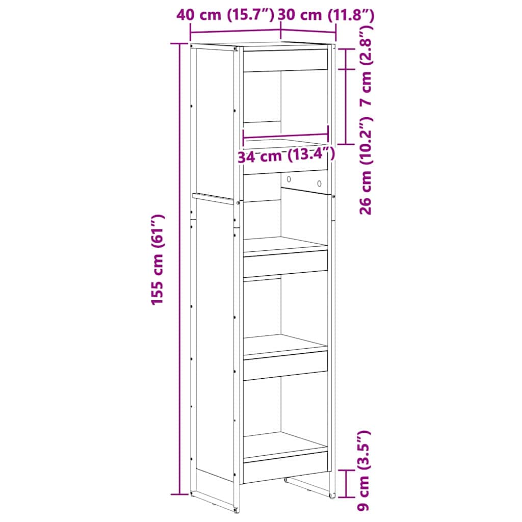 vidaXL Βιβλιοθήκη Σονόμα 80 x 30 x 155 εκ Επεξεργασμένο ξύλο
