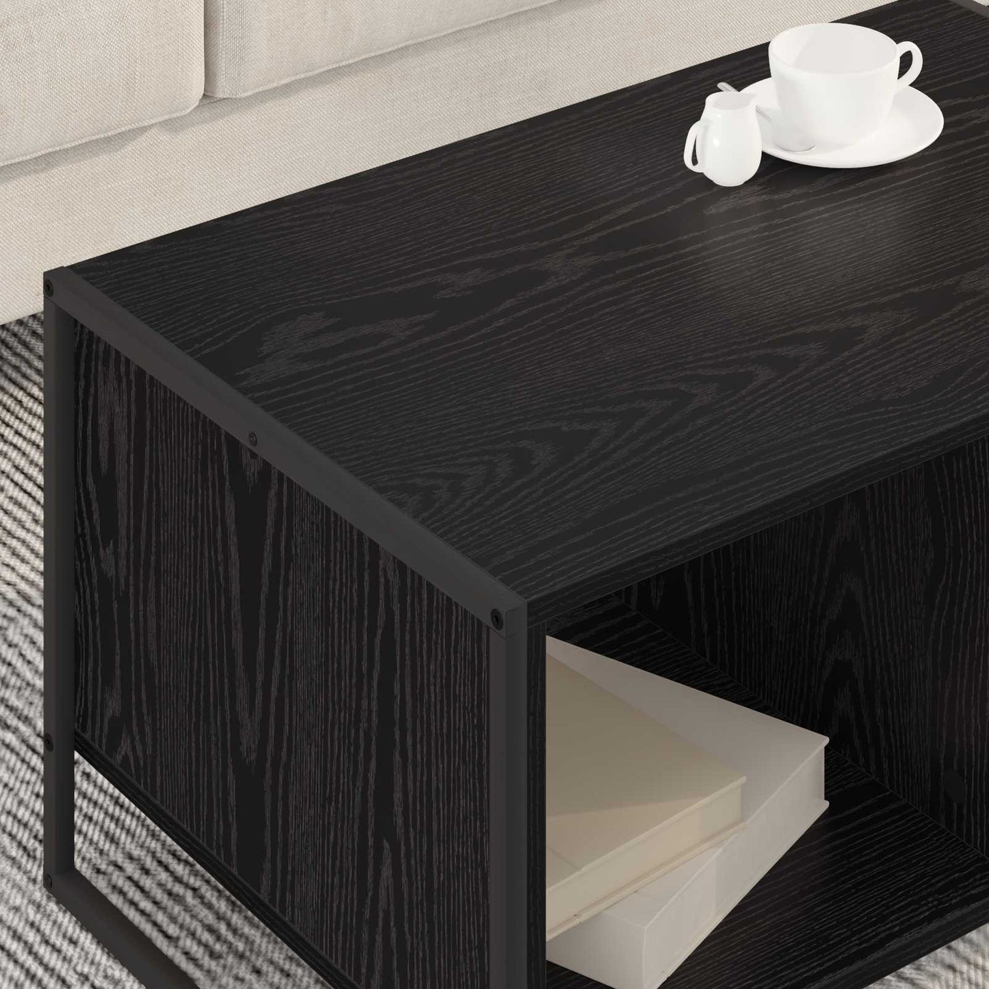 vidaXL Τραπεζάκι σαλονιού Μαύρη Οξυά 80 x 50 x 40 cm