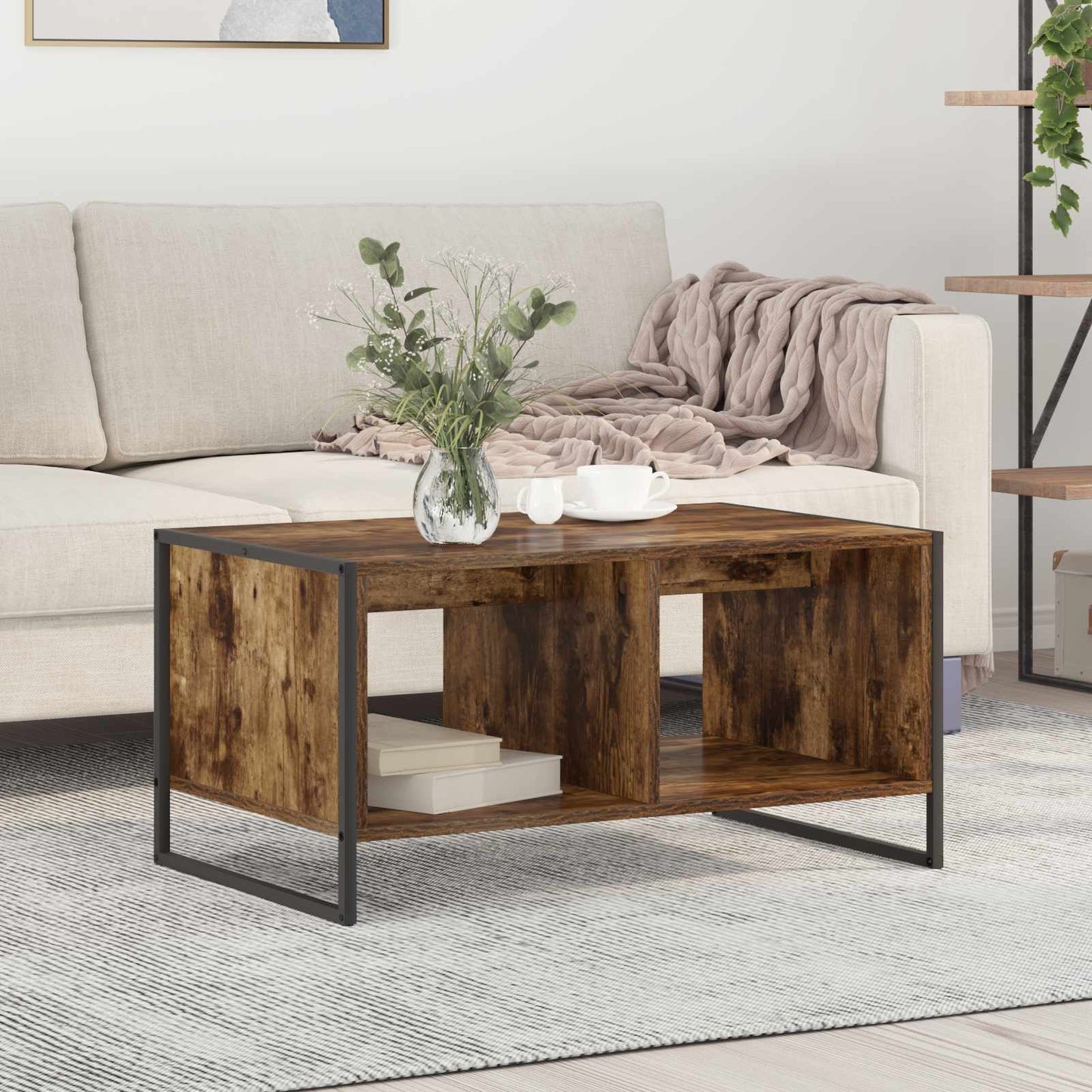 vidaXL Τραπεζάκι σαλονιού Καπνιστό Δρύς 80 x 50 x 40 cm