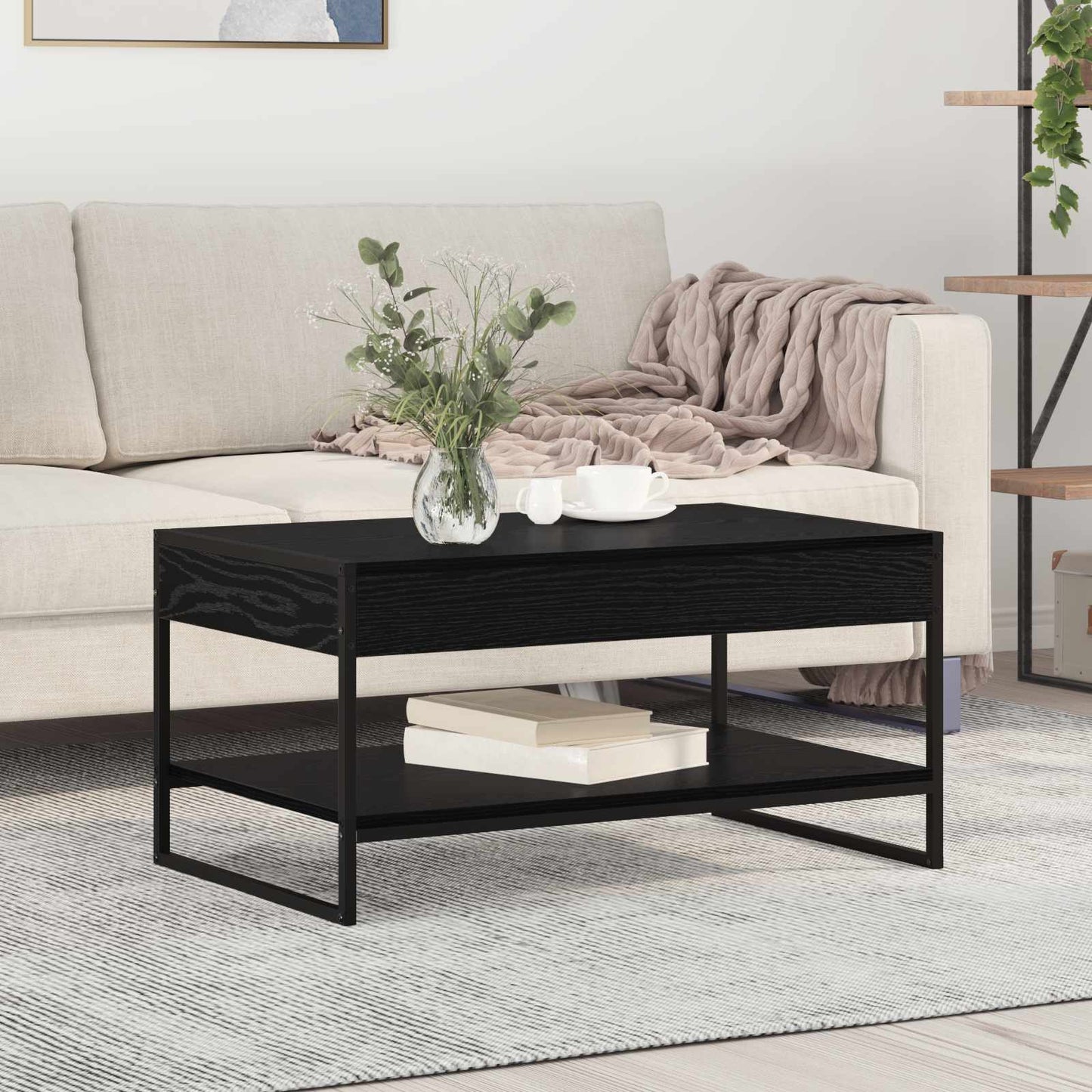 vidaXL Τραπεζάκι σαλονιού Μαύρη Οξυά 80 x 50 x 40 cm