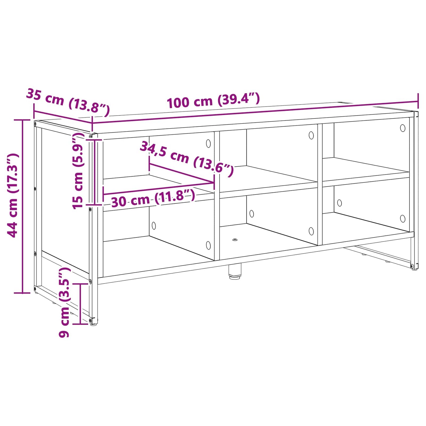 vidaXL Ντουλάπα Παπουτσιών Γκρίζο Σονομα 60 x 35 x 44 εκ.
