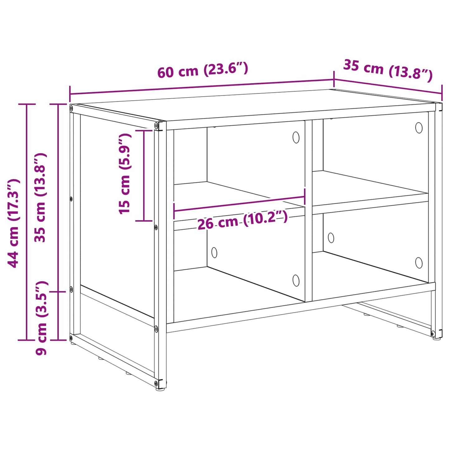 vidaXL Ντουλάπα Παπουτσιών Καπνιστό Δρύς 60 x 35 x 44 εκ.