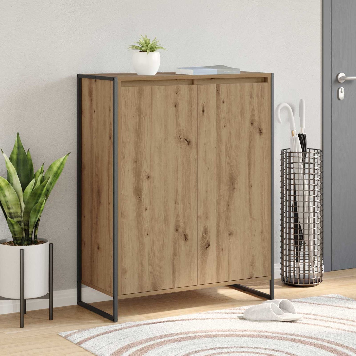 vidaXL Ντουλάπα Παπουτσιών με αποθήκευση Καρυδιά Χειροποίητης Εργασίας