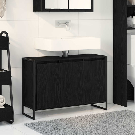 vidaXL Ντουλάπι Μπάνιου Μαύρη Οξυά 90 x 30 x 60 cm Επεξεργασμένο ξύλο