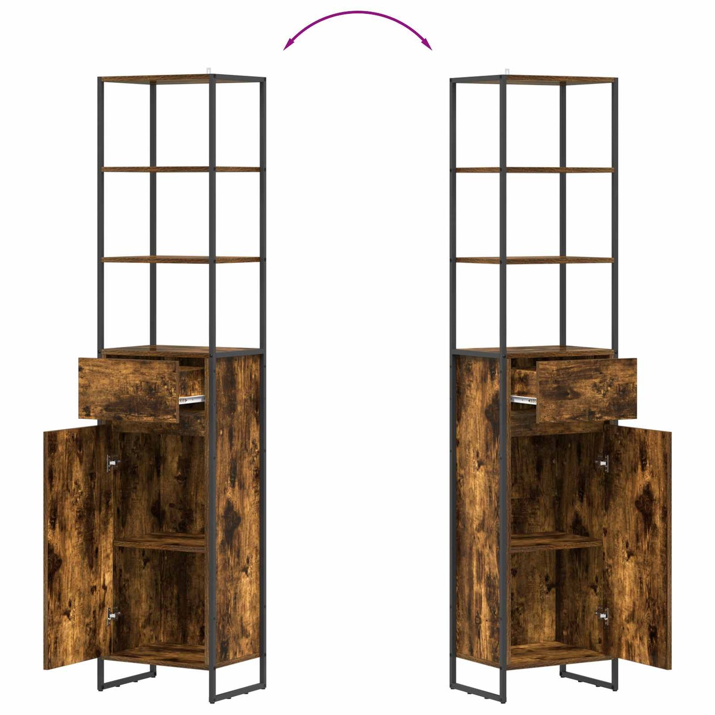 vidaXL Ντουλάπι Μπάνιου με συρτάρι Καπνιστό Δρύς 40 x 30 x 180 εκ