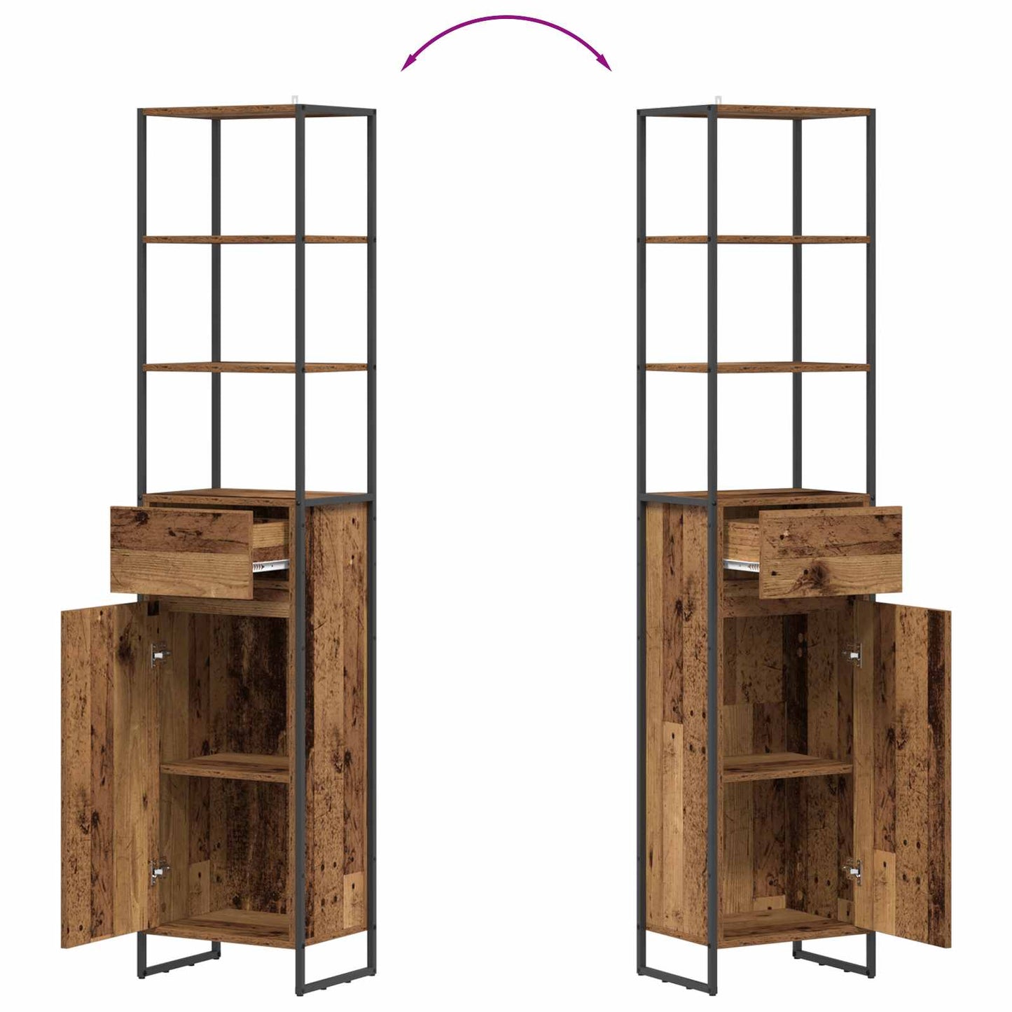 vidaXL Ντουλάπι Μπάνιου Παλιό Ξύλο 40 x 30 x 180 εκ Επεξεργασμένο ξύλο