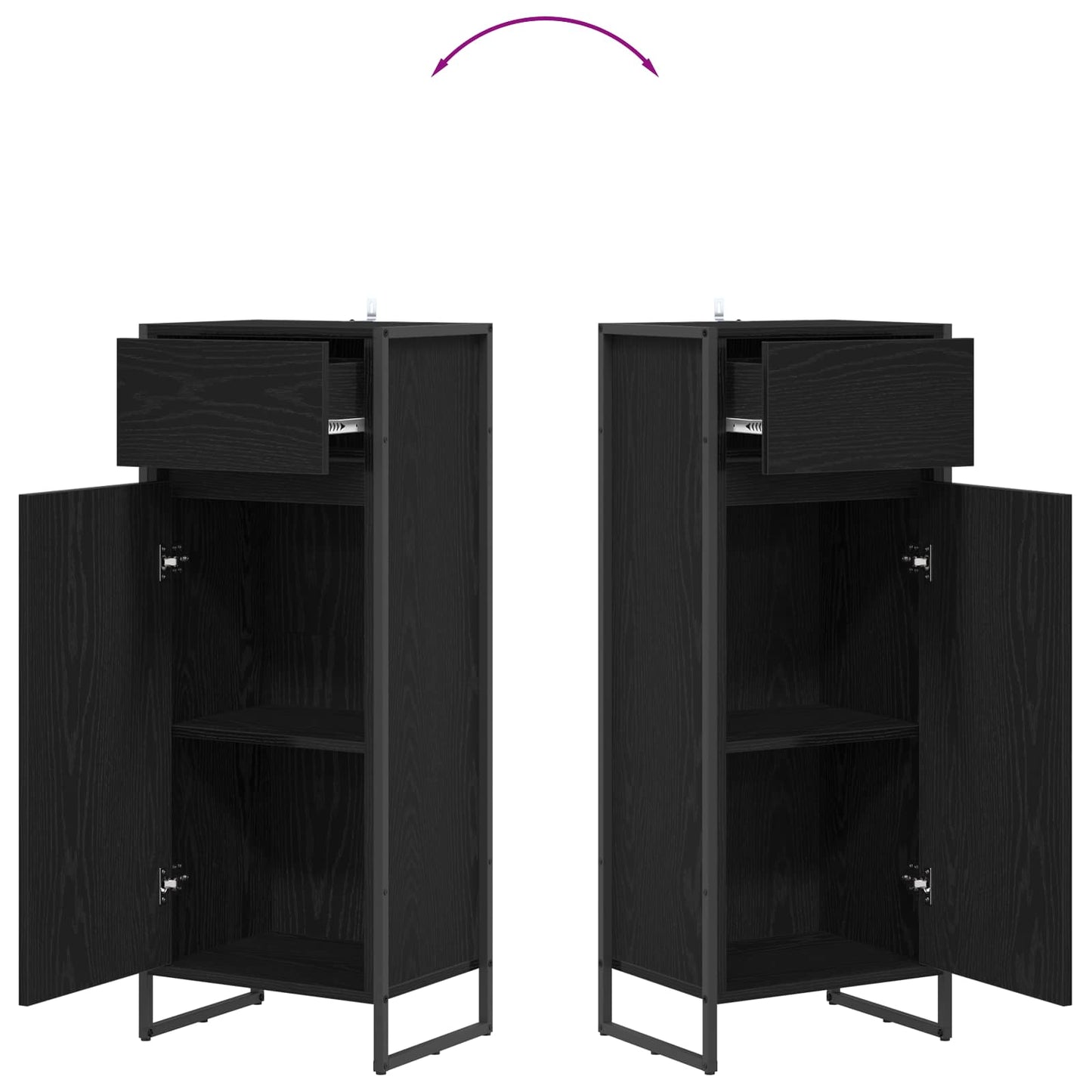 vidaXL Ντουλάπι Μπάνιου Μαύρη Οξυά 40 x 30 x 100 εκ Επεξεργασμένο ξύλο