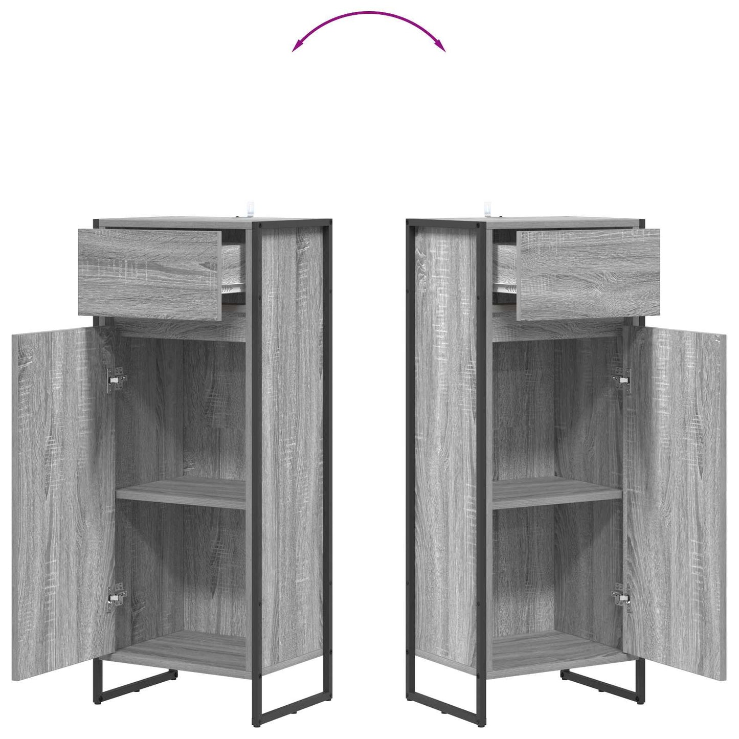 vidaXL Ντουλάπι Μπάνιου με συρτάρι Γκρίζο Σονομα 40 x 30 x 100 εκ