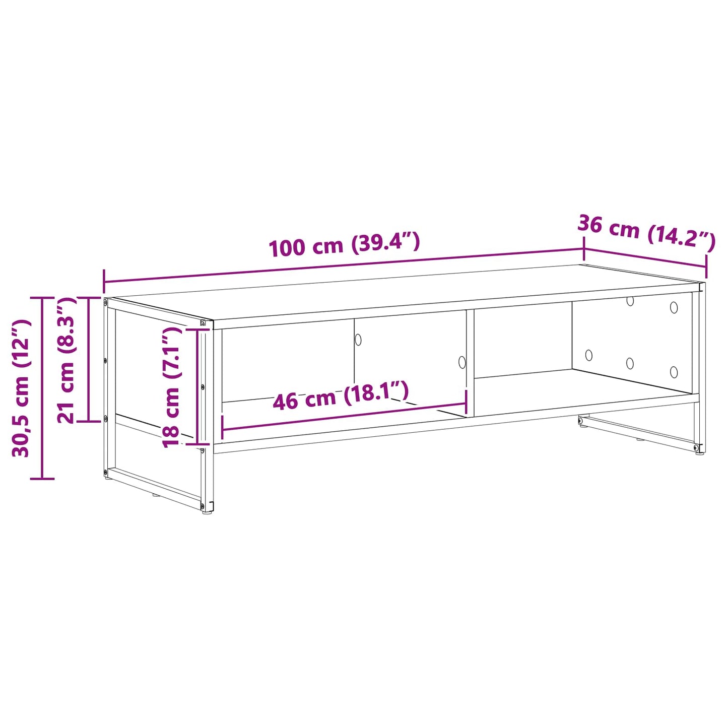 vidaXL Ντουλάπι TV Μαύρη Οξυά 100 x 36.5 x 30.5 εκ Επεξεργασμένο ξύλο