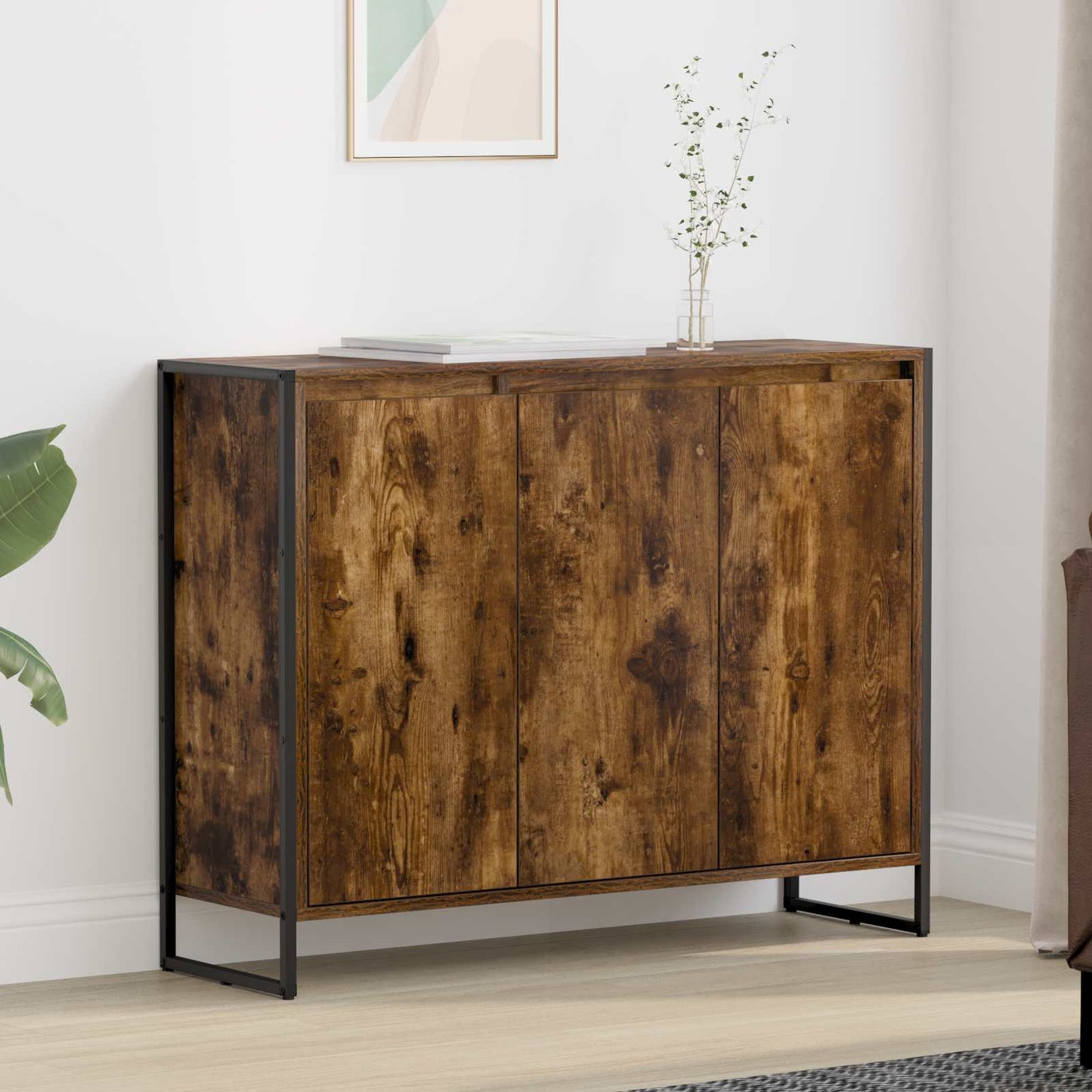 vidaXL Βοηθητικό ντουλάπι Καπνιστό Δρύς 96,5 x 30 x 75 εκ