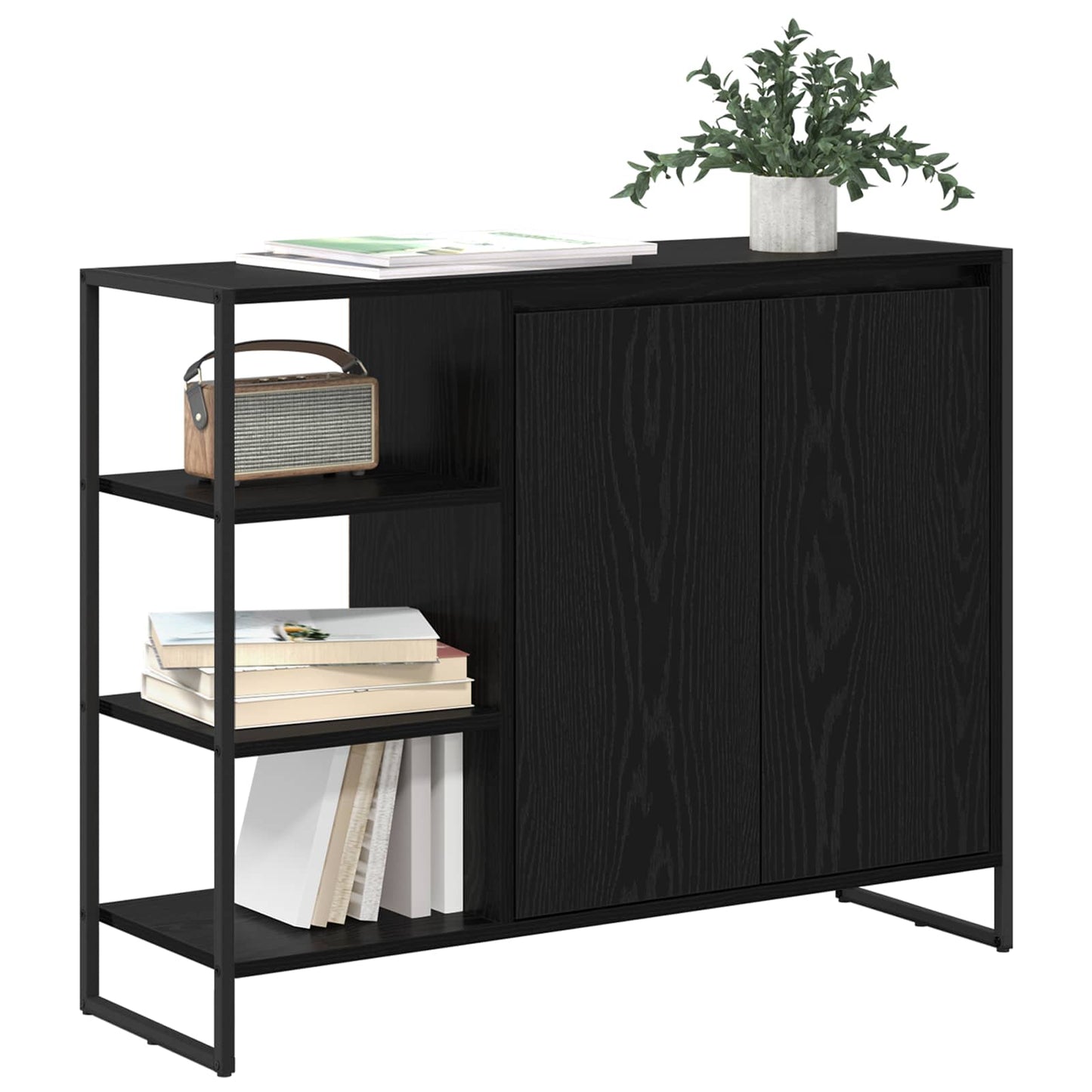 vidaXL Βοηθητικό ντουλάπι Μαύρη Οξυά 96.5 x 30 x 75 εκ