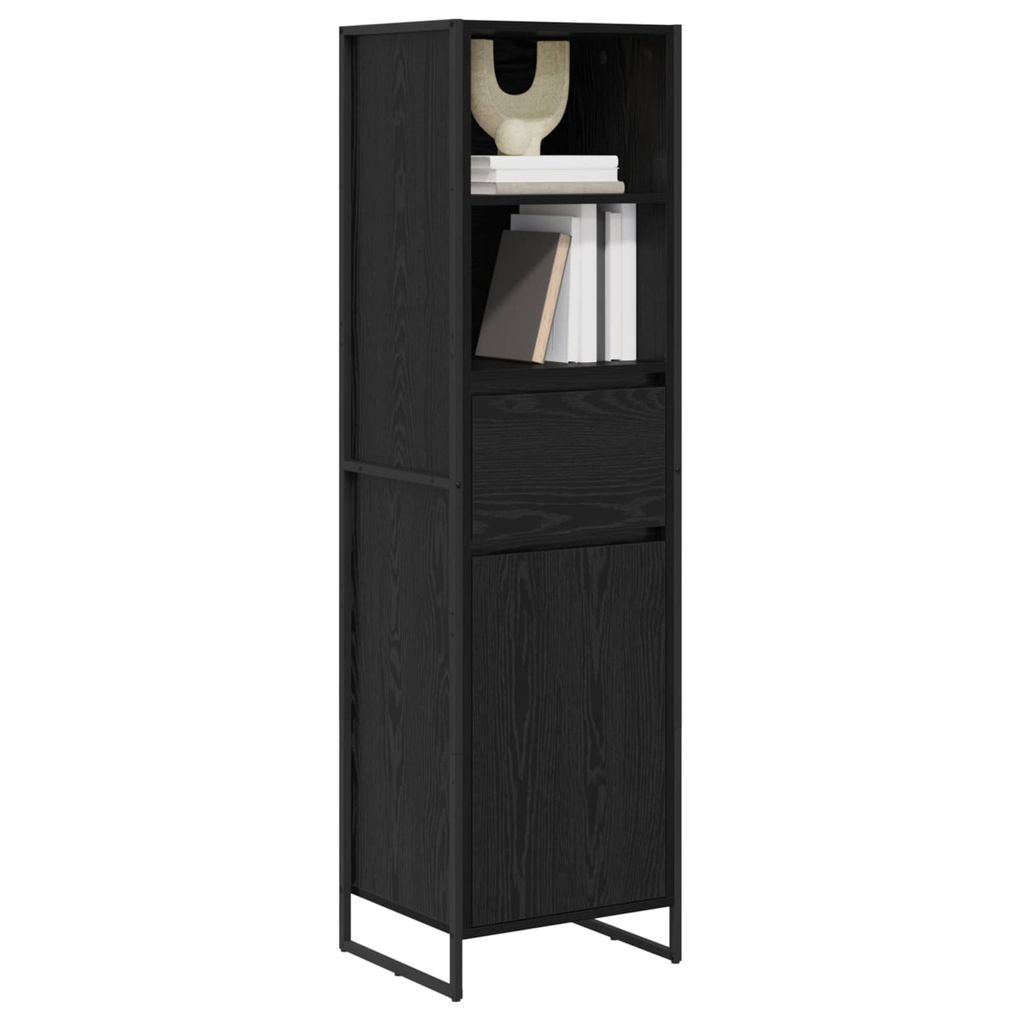 vidaXL Βιβλιοθήκη Μαύρη Οξυά 43 x 36 x 150.5 εκ Επεξεργασμένο ξύλο
