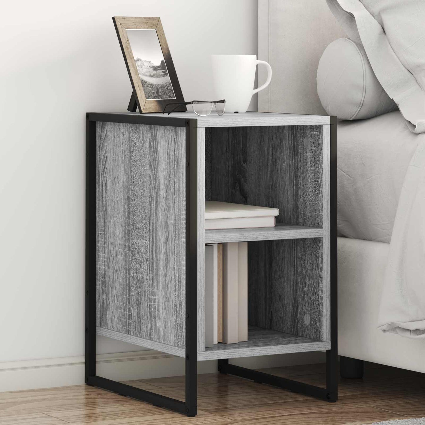 vidaXL Κομοδίνο Γκρίζο Σονομα 39.5 x 30 x 50 εκ Επεξεργασμένο Ξύλο
