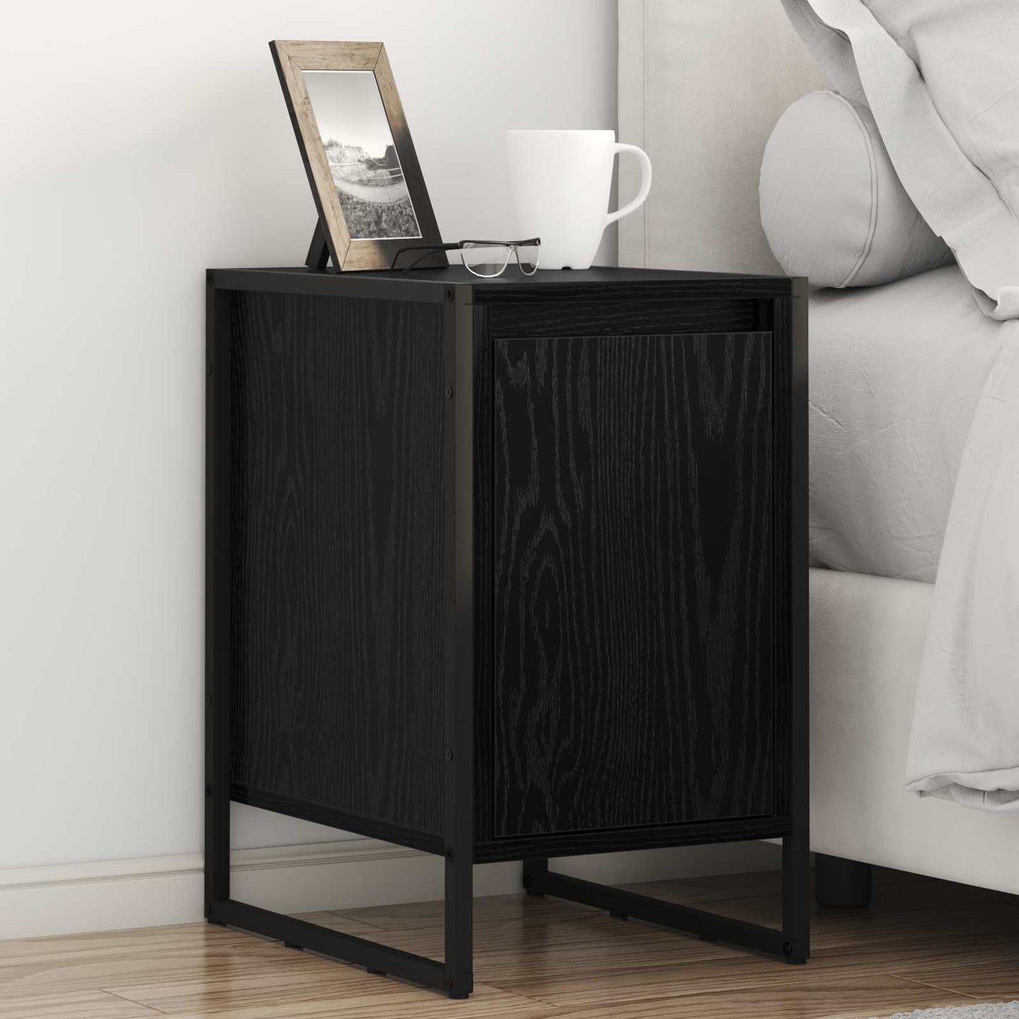 vidaXL Κομοδίνο 2 pcs Μαύρη Οξυά 39,5 x 30 x 50 εκ Επεξεργασμένο ξύλο