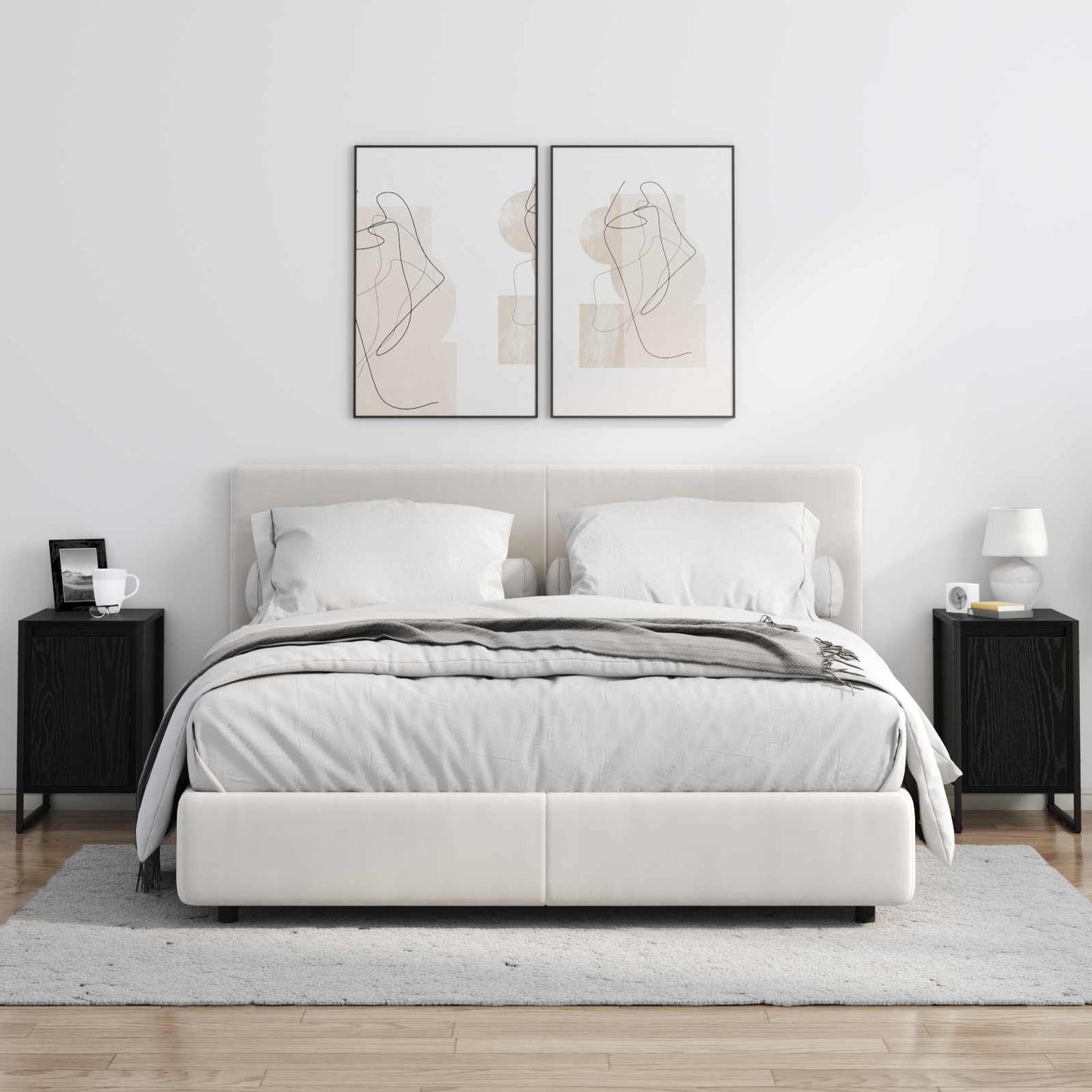 vidaXL Κομοδίνο 2 pcs Μαύρη Οξυά 39,5 x 30 x 50 εκ Επεξεργασμένο ξύλο