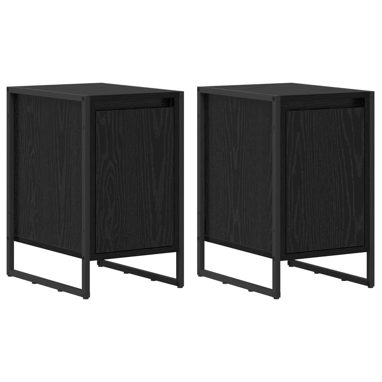 vidaXL Κομοδίνο 2 pcs Μαύρη Οξυά 39,5 x 30 x 50 εκ Επεξεργασμένο ξύλο