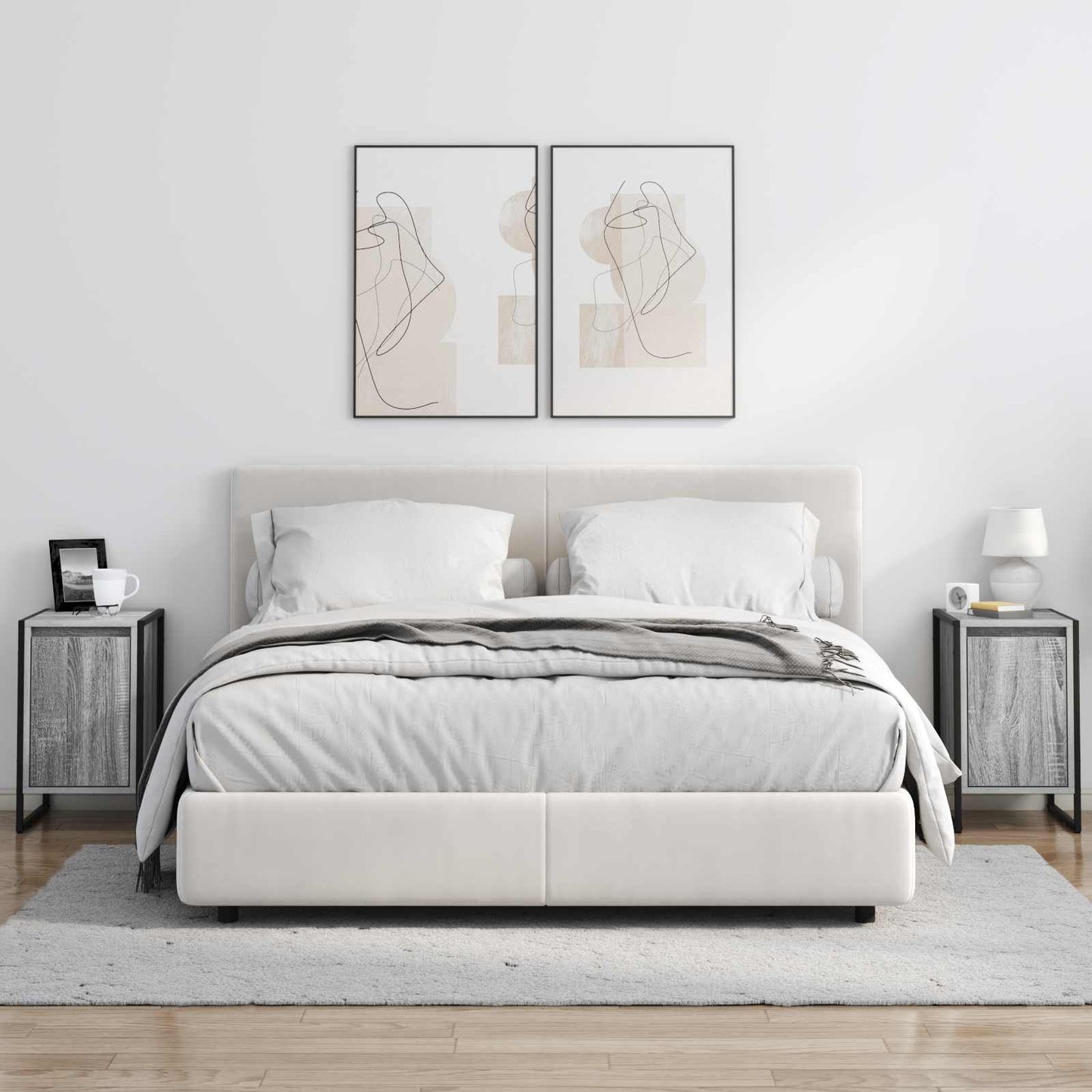 vidaXL Κομοδίνο 2 pcs Γκρίζο Σονομα 39,5 x 30 x 50 εκ