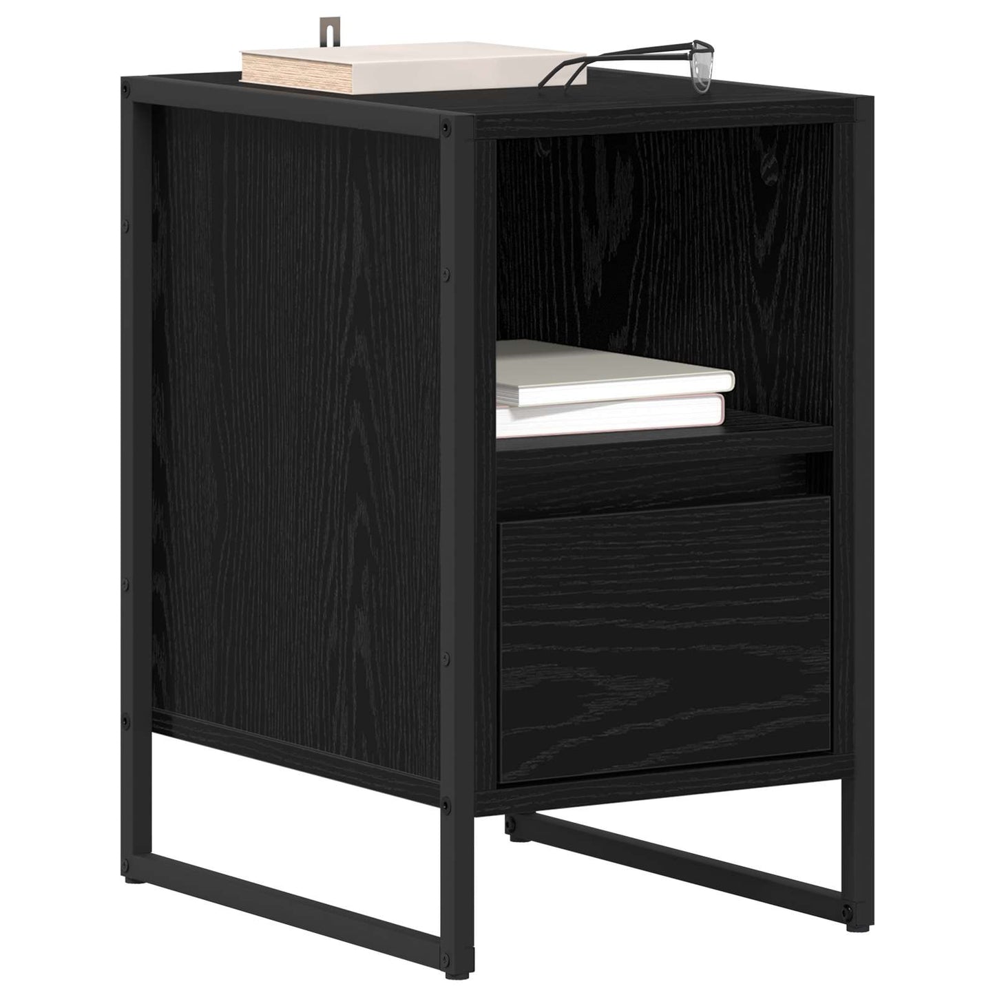 vidaXL Κομοδίνο 2 pcs Μαύρη Οξυά 39,5 x 30 x 50 εκ Επεξεργασμένο ξύλο