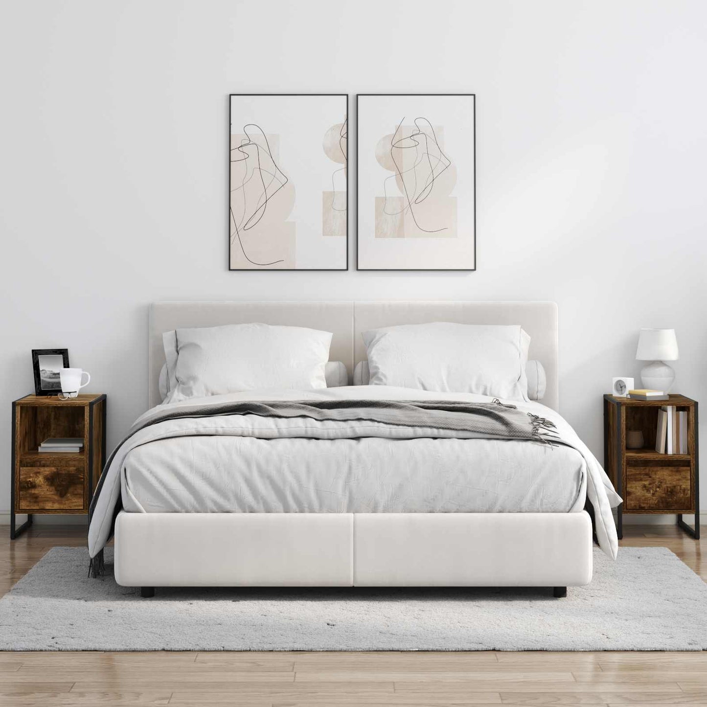 vidaXL Κομοδίνο με συρτάρι 2 pcs Καπνιστό Δρύς 39,5 x 30 x 50 εκ