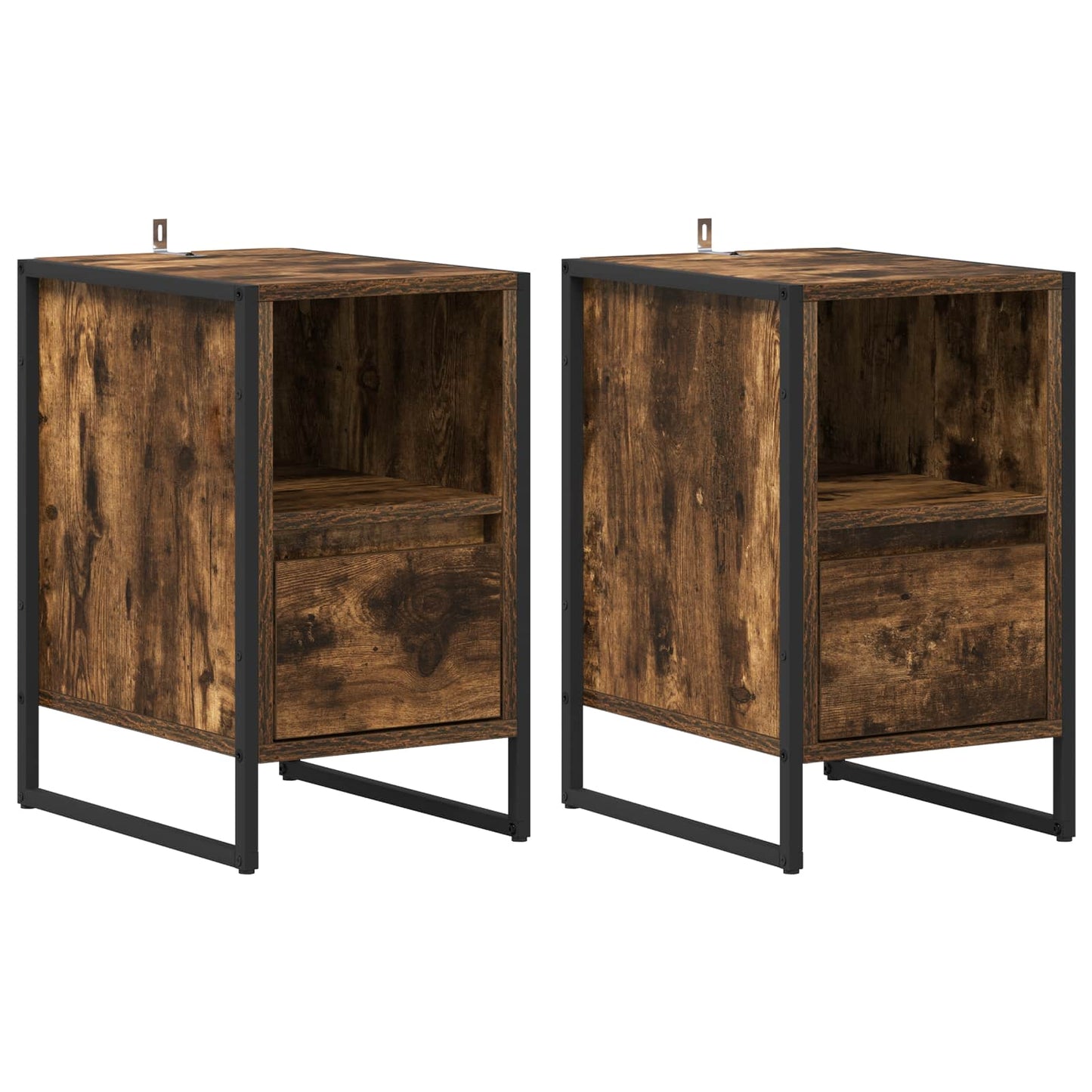 vidaXL Κομοδίνο με συρτάρι 2 pcs Καπνιστό Δρύς 39,5 x 30 x 50 εκ