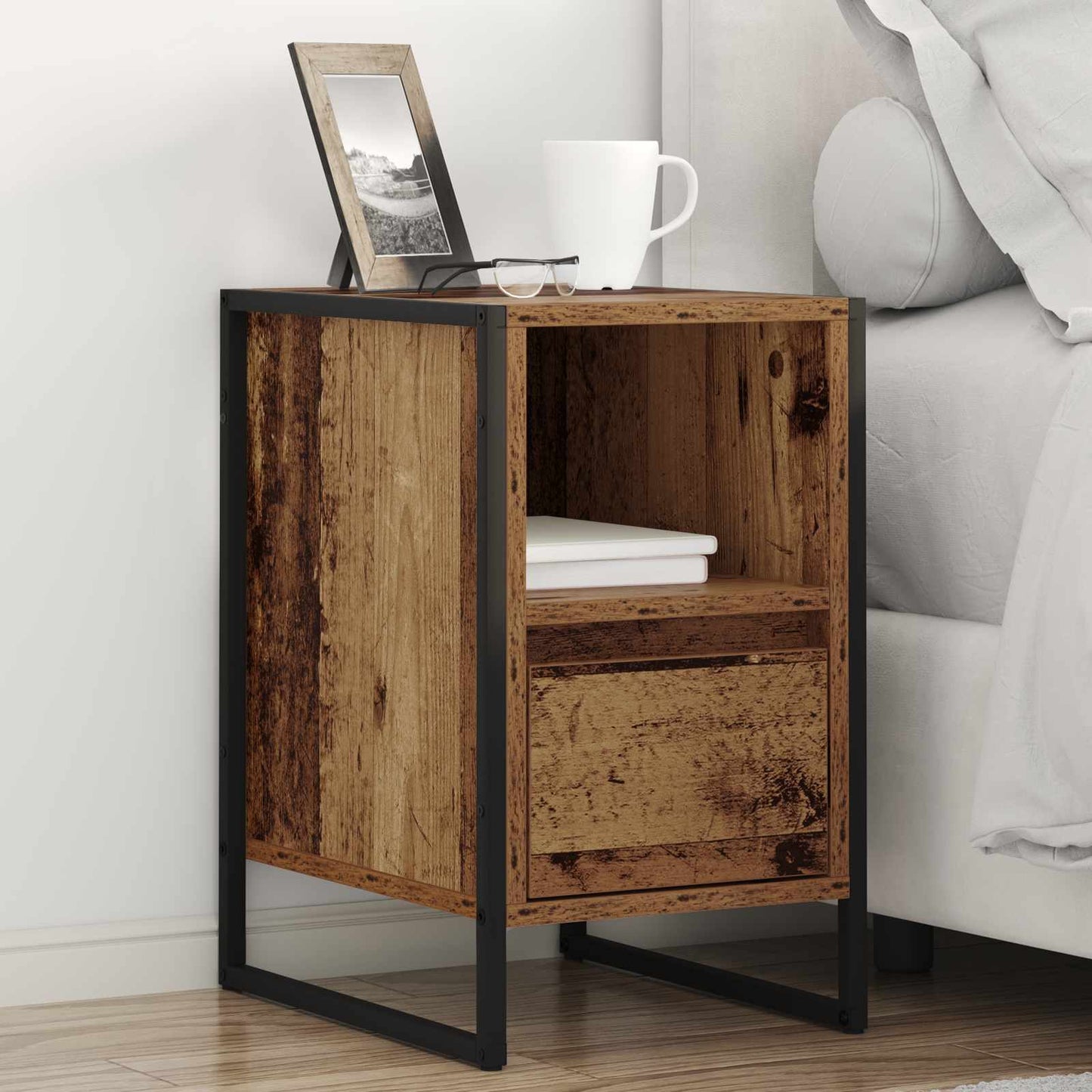 vidaXL Κομοδίνο 2 pcs Παλιό Ξύλο 39,5 x 30 x 50 εκ Επεξεργασμένο ξύλο