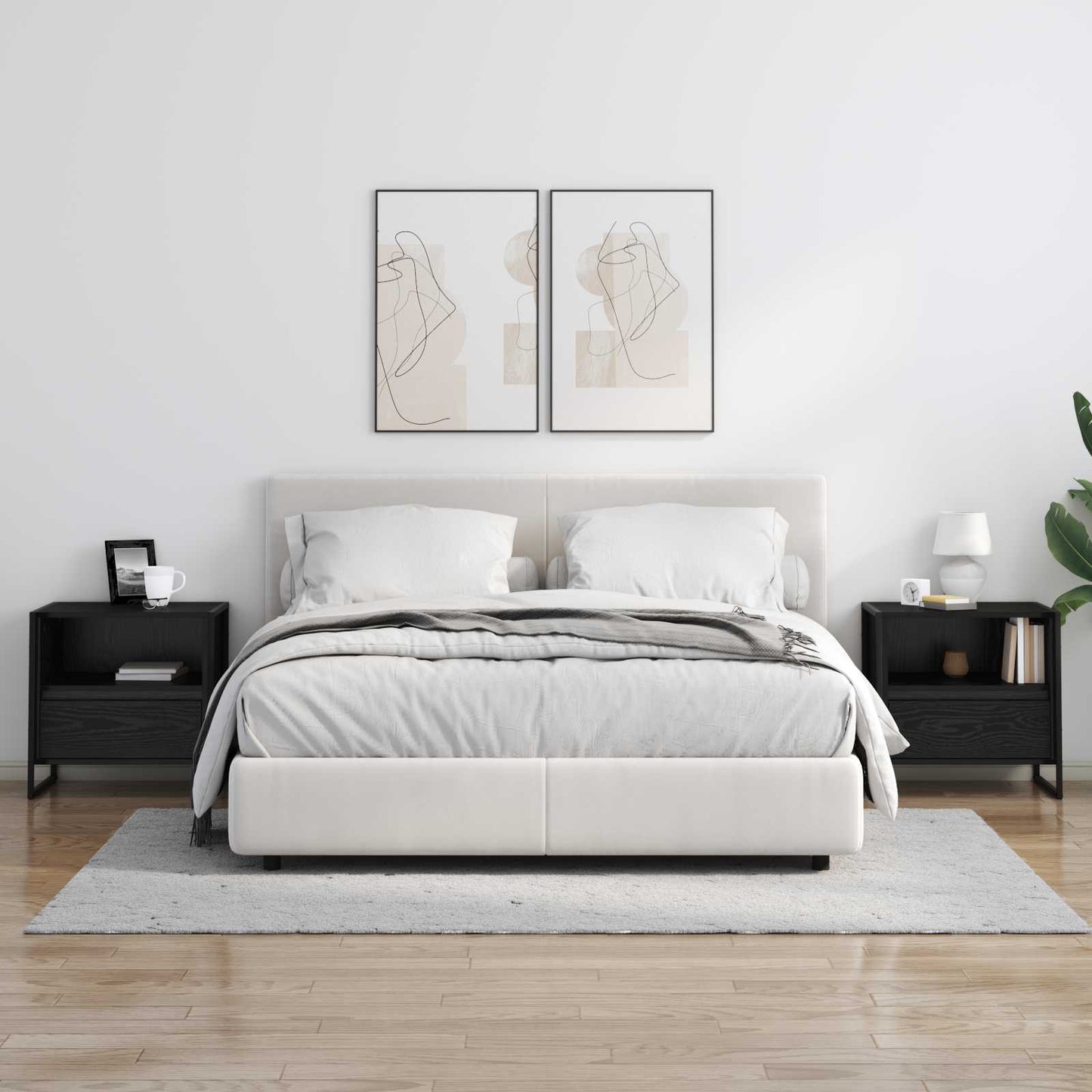 vidaXL Κομοδίνο 2 pcs Μαύρη Οξυά 50 x 39,5 x 50 εκ. Επεξεργασμένο ξύλο